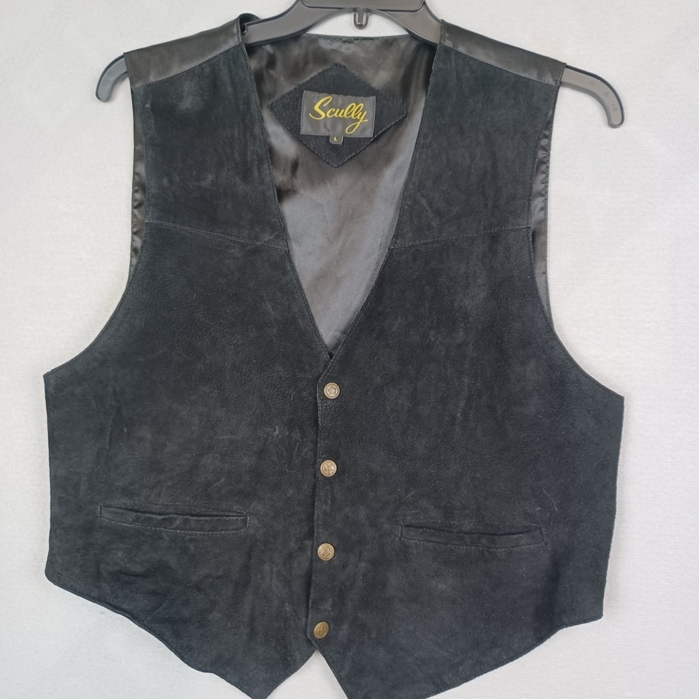 Scully Suede Vest Black Leather Men's Size Large Cowboy Western
